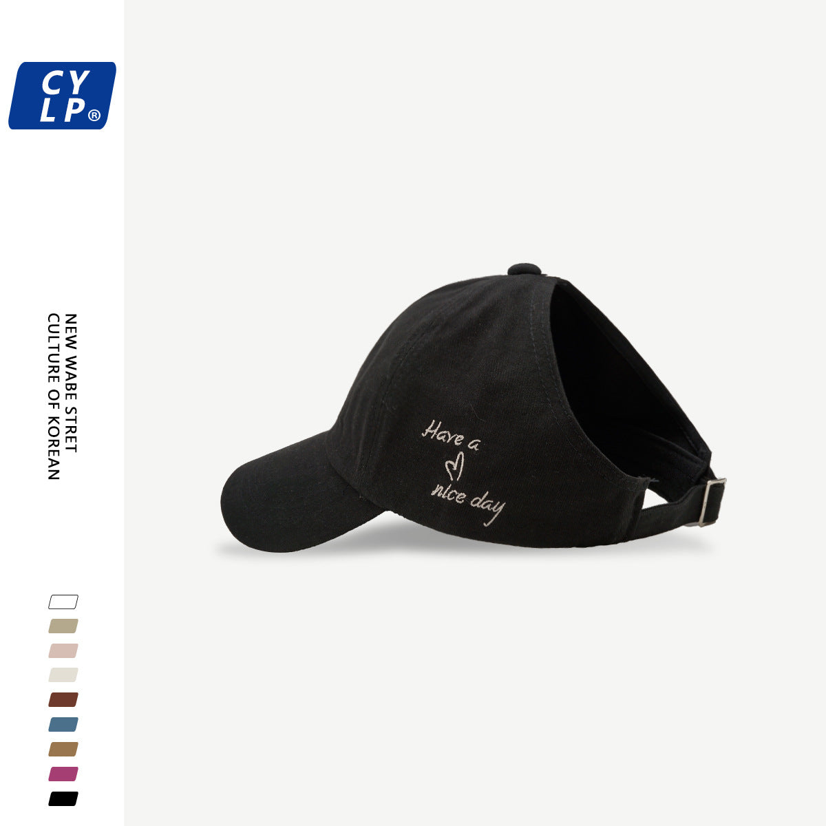 Wholesale College style love embroidery ponytail half-top hat